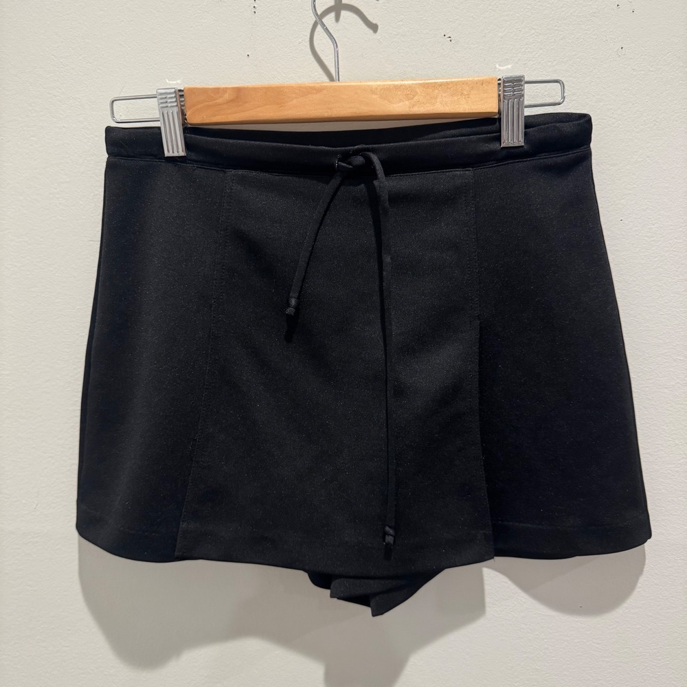 Joe Benbasset Black Drawstring Skort Skirt Short Faux Wrap Front | Size Medium